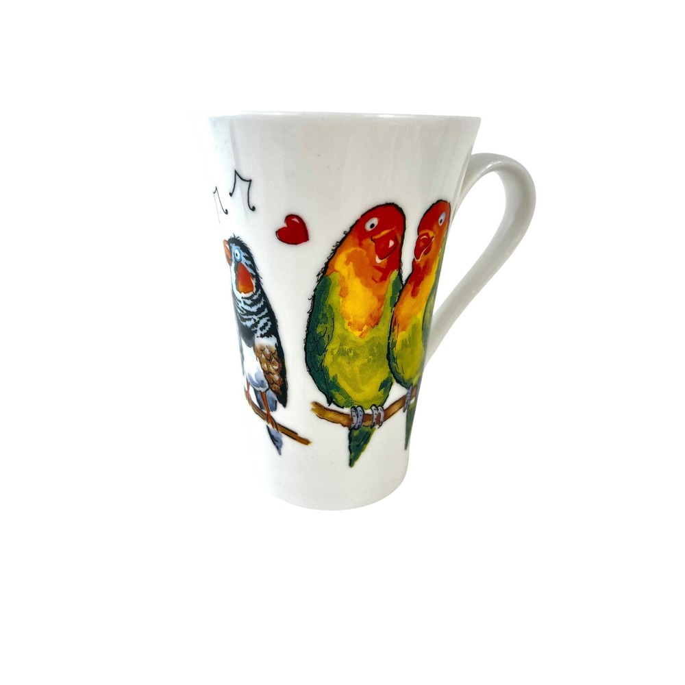 Roy Kirkham I Love My Pet Bird Mug 2005 Fine Bone China England Lovebirds Budgie